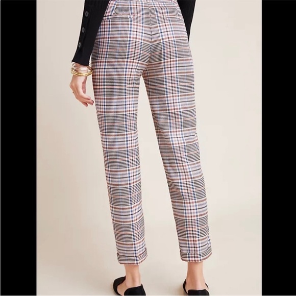 By Anthropologie Malcolm Plaid Tapered Trousers Size 4 - Picture 6 of 14